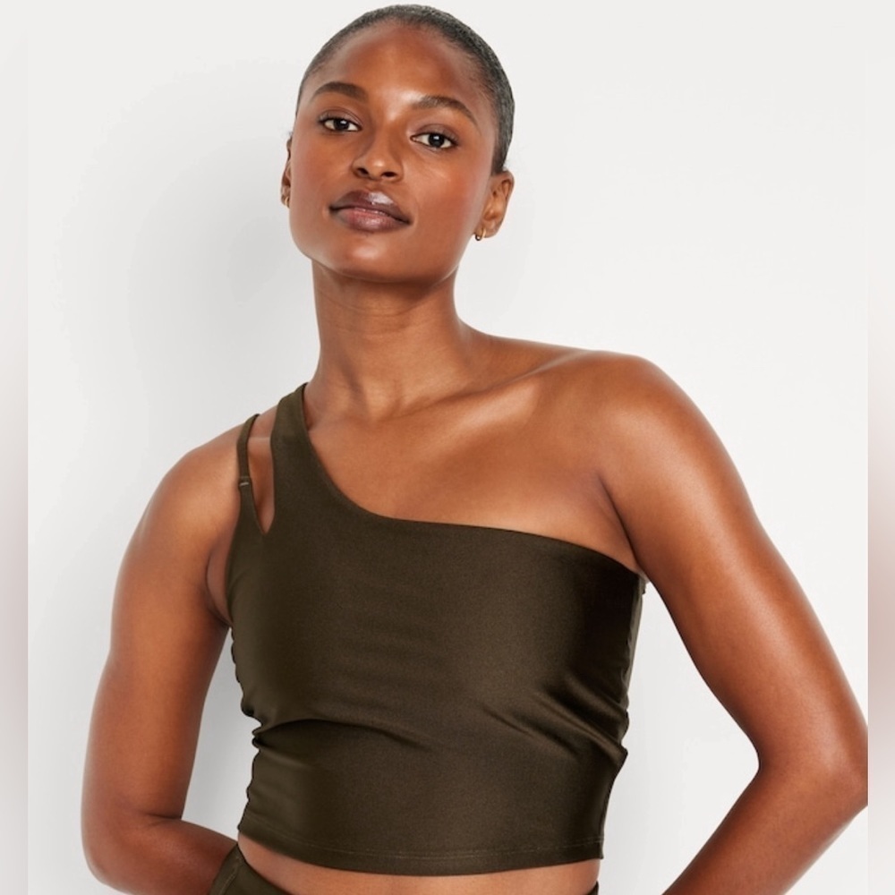 NWT! Coffee Grounds Light Support PowerSoft Long-Line Cutout Sports Bra ♦️